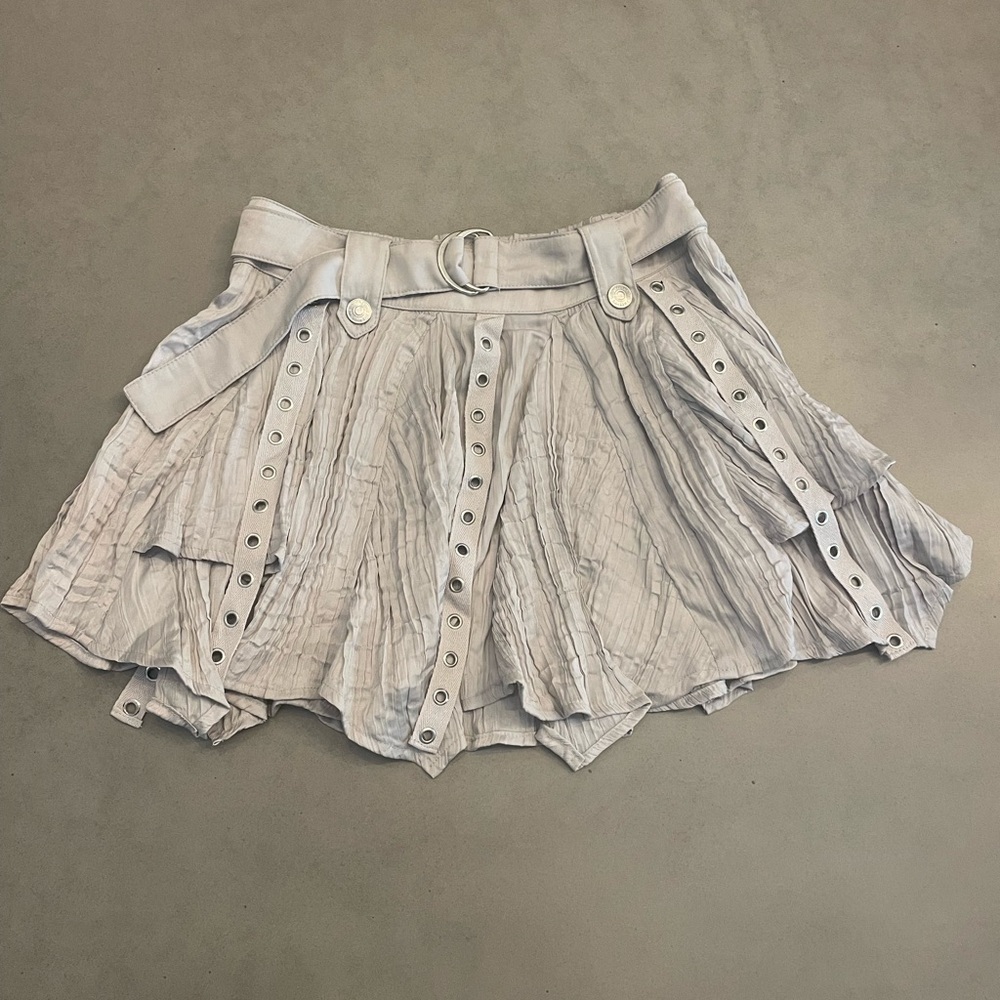 Free People Rue Mini Skirt - Silver